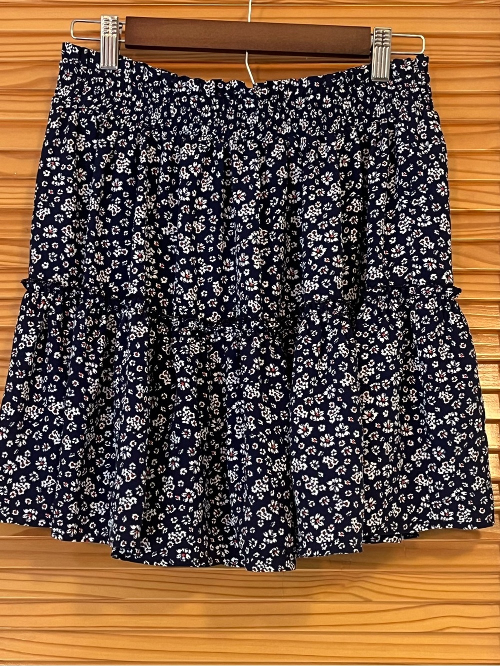 Princess Polly Navy Floral Tiered Mini Skirt 10